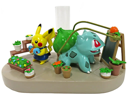 Bulbasaur & Pikachu Grassy Gardening Single-Vase Figure - Pokémon Center Exclusive, ~14.7cm (Used)