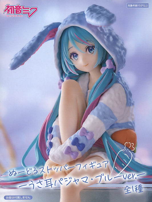 Hatsune Miku Noodle Stopper Figure - Usagi Ear Pajama Blue Ver. 14cm (FuRyu) Pre-owned