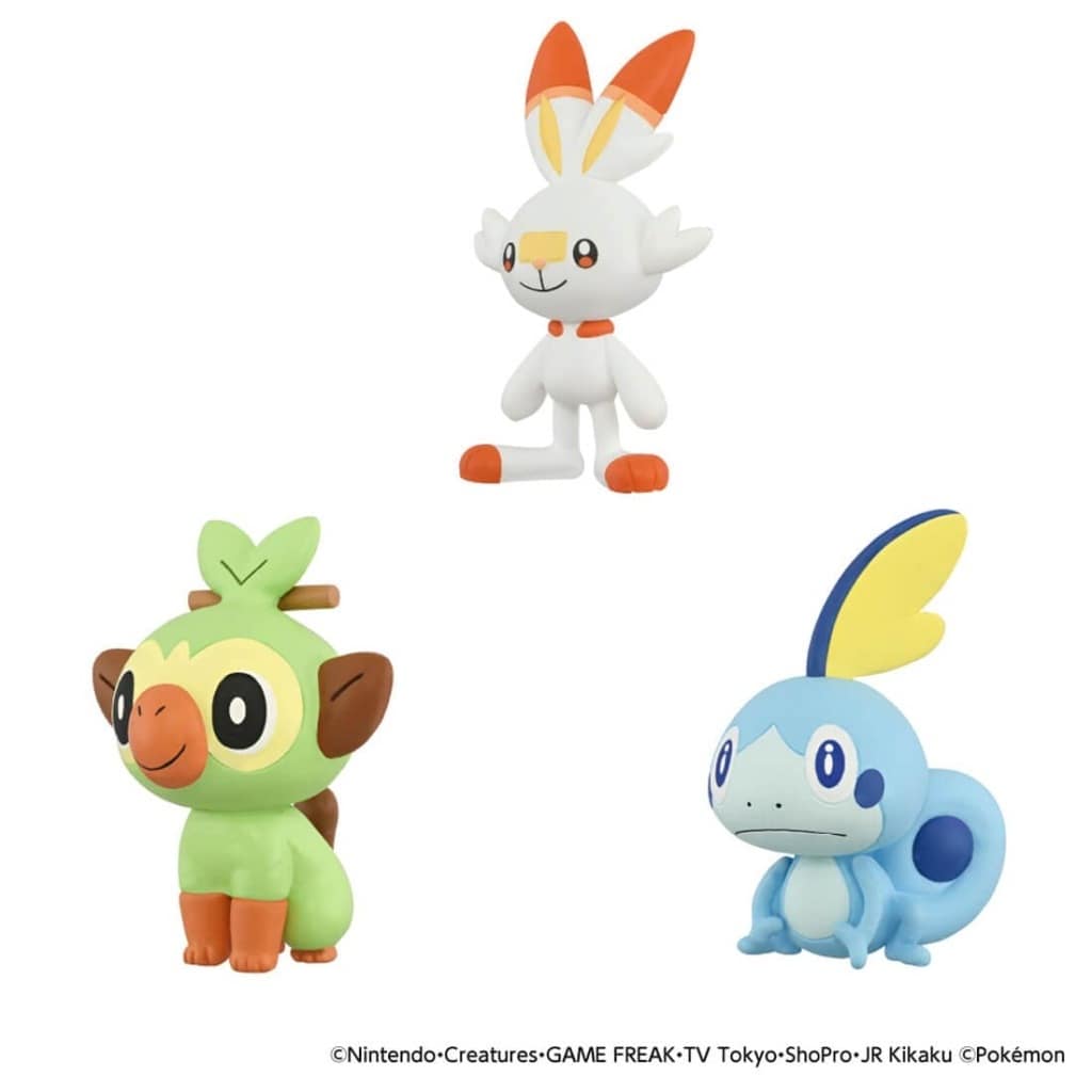 Grookey, Scorbunny & Sobble MonColle Starter Trio - Pokémon 30th Anniversary Monster Collection Set (Takara Tomy, ~3-4cm)