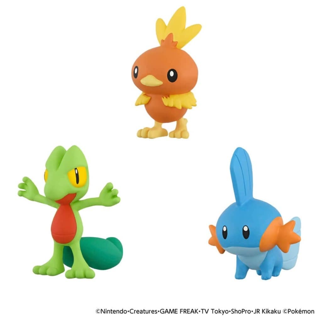 Hoenn Starter Trio Moncolle 3-Figure Set (Treecko, Torchic, Mudkip) - Pokémon 30th Anniversary Moncolle by Takara Tomy (Used, ~3-4cm)