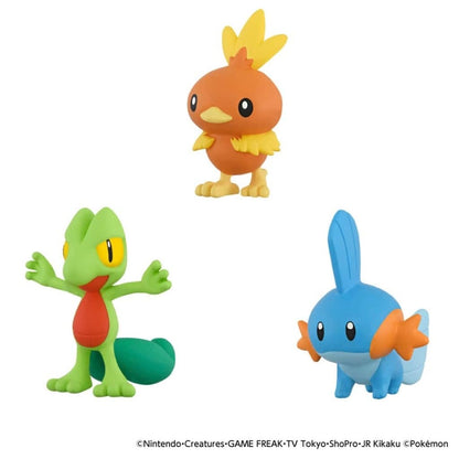 Hoenn Starter Trio Moncolle 3-Figure Set (Treecko, Torchic, Mudkip) - Pokémon 30th Anniversary Moncolle by Takara Tomy (Used, ~3-4cm)