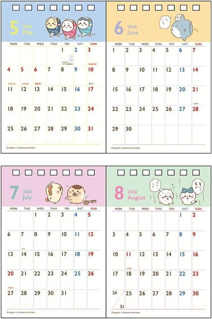 Chiikawa 2026 Desk Calendar 2-Month View