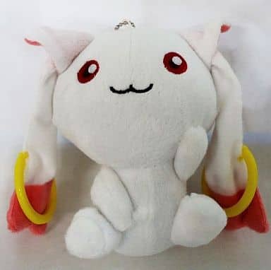 Kyubey (Left Hand Raised) Mascot Plush Keychain - Puella Magi Madoka Magica - Approx. 13 cm