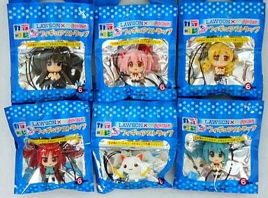 Puella Magi Madoka Magica Lawson Collaboration Chibi Figure Strap Complete Set of 6 - Lawson (2012 Promo, Used)