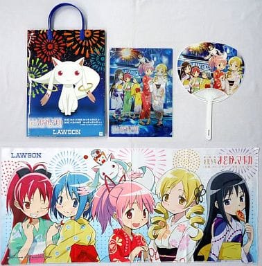 Puella Magi Madoka Magica Lawson Exclusive Original Goods Set - Yukata Art Limited Release (Pre-owned, Approx. 27 cm)