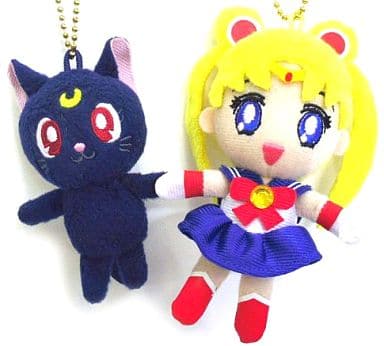 Sailor Moon & Luna Connectable Mascot Set Keychain - Bandai Collectible Mascots Approx. 110 x 50 x 130 mm & 55×55×90mm (Pre-owned)