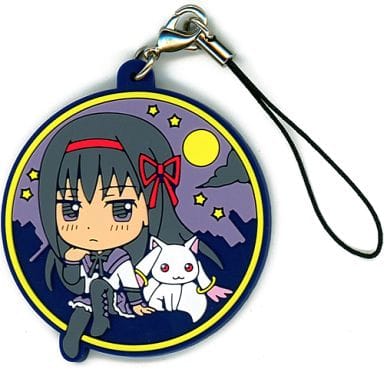 Homura Akemi & Kyubey Rubber Strap - Puella Magi Madoka Magica Movie Commemorative Ichiban Kuji G Prize (Banpresto) - Length Approx. 6.5 cm - Pre-owned