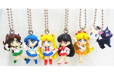 Sailor Moon Swing Full Set of 6 Gashapon Keychains - Bandai Capsule Toy Complete Set (Pre-owned)