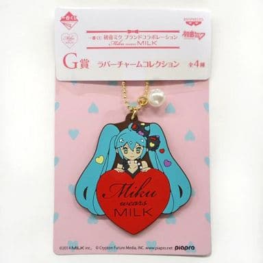 Hatsune Miku Rubber Charm (Heart/Red) - Ichiban Kuji "Hatsune Miku wears MILK" G Prize by Banpresto - Length Approx. 6 cm (Pre-owned)