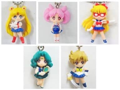 Sailor Moon Sailor Swing 2 Full Set of 5 Gashapon Keychains - Bandai (Length Approx. 43 mm) Pre-owned