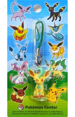 Leafeon Figure Strap Keychain — Pokémon Center Exclusive Mascot Figure Strap (Mascot ~3cm) — Pokémon Brand — Pre-owned
