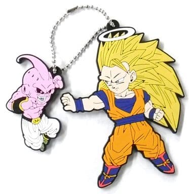 Majin Buu & Son Goku (Super Saiyan 3) Rubber Keychain - Ichiban Kuji THANK YOU! Dragon Ball 30th!! H Prize (Banpresto) - Approx. 5–7 cm