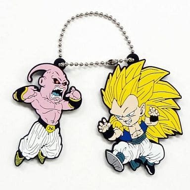 Majin Buu & Gotenks Rubber Keychain Dragon Ball 30th Anniversary Super Saiyan Collection H Prize by Banpresto, Approx. 5–7 cm