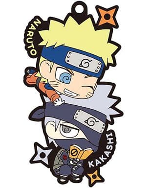 Naruto and Kakashi Rubber Mascot Keychain from Naruto Shippuden Two-Man Cell Collection, Megahouse, Length Approx. 90 mm, No. 2