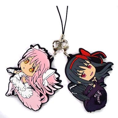 Ultimate Madoka & Devil Homura Rubber Strap Keychain - Ichiban Kuji Premium Puella Magi Madoka Magica the Movie: Rebellion I Prize (Length Approx. 6 cm, Pre-owned, Banpresto)