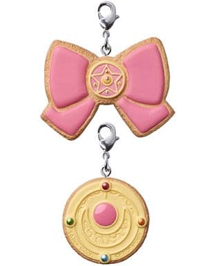Sailor Moon Cookie Charm Set - Ribbon & Transformation Brooch Motifs Keychain Pair by MegaHouse - Length Approx. 50 mm Main / 30mm Mini (Pre-owned)