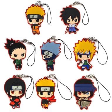 Naruto Shippuden Capsule Rubber Mascot Complete Set of 8 Strap Charms by Bandai