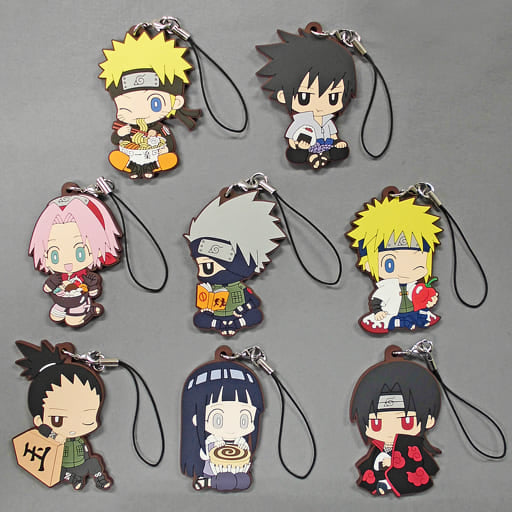 NARUTO Shippuden Rubber Strap Collection Complete Set of 8 by Movic, Approx. 6 x 6 cm