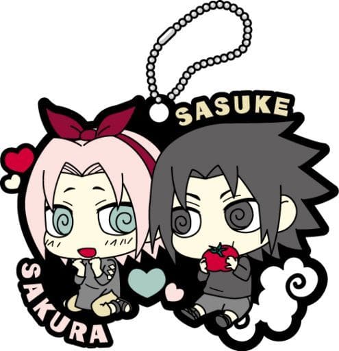 Sasuke and Sakura Rubber Mascot Keychain from Naruto Shippuden, Sasuke Special! by MegaHouse, Length Approx. 50 mm