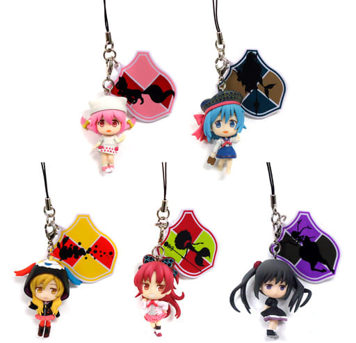 Madoka, Sayaka, Mami, Kyoko & Homura Strap Full Set - Ichiban Kuji Premium "Magiccraft" J Prize Banpresto - Length Approx. 4.5 cm (Pre-owned) - Puella Magi Madoka Magica