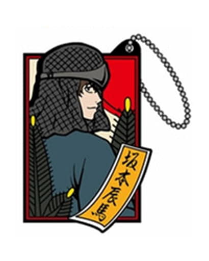 Tatsuma Sakamoto (Matsu) Rubber Mascot Keychain - Gintama Joui Shishi Edition by Hase-Pro/Bandai, Approx. 66 x 45 x 5 mm, Pre-Owned