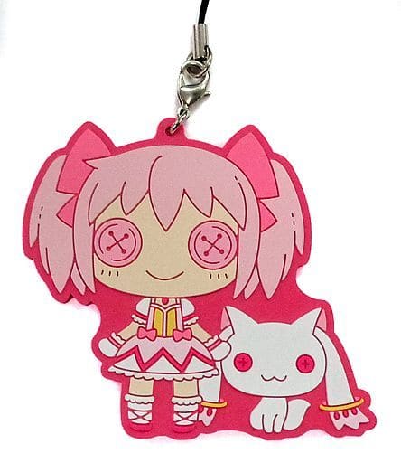 Madoka Kaname & Kyubey Rubber Strap - Puella Magi Madoka Magica Magiccraft II Ichiban Kuji J Prize (Banpresto) Length Approx. 6.5 cm - Pre-owned