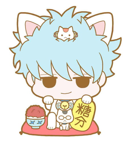 Gintoki Sakata Maneki-Neko Rubber Mascot Keychain from Gintama by Megahouse, Length Approx. 60 mm, Pre-Owned