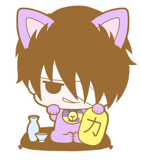 Shinsuke Takasugi Rubber Mascot Keychain from Gintama Hata Prince Animal Paradise Maneki-Neko Edition by MegaHouse, Length Approx. 60 mm
