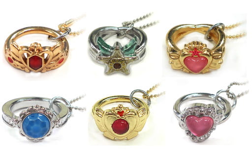Sailor Moon Diecast Ring Charm Capsule Toy — One Random Item from 6 Types (Bandai, Pre-owned)