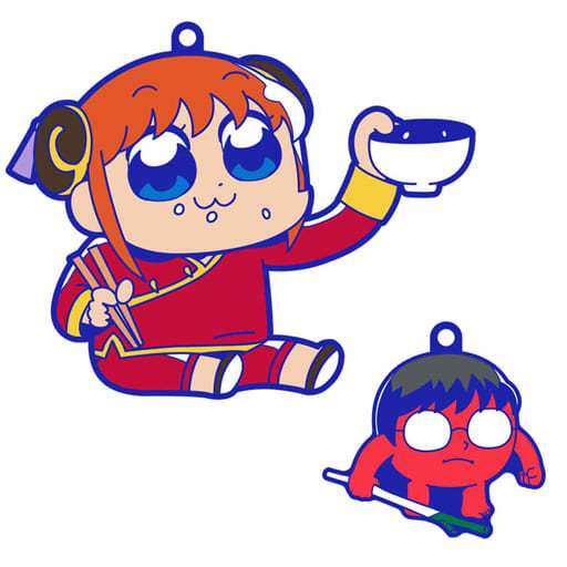 Kagura & Shinpachi Shimura Rubber Mascot Keychain from Gintama × Bkub Okawa Oshanty Collaboration, Length Approx. 90 mm
