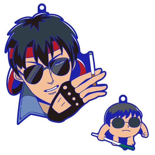 Toshiro Hijikata & Shinpachi Shimura Gintama x Bkub Okawa Oshanty Rubber Mascot Keychain by MegaHouse, Length Approx. 90 mm, Pre-Owned