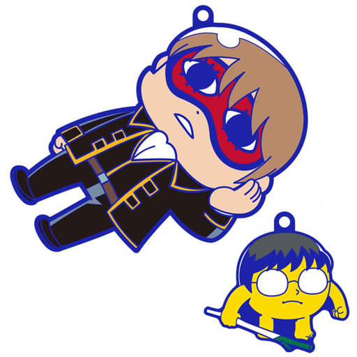 Sougo Okita & Shinpachi Shimura Rubber Mascot Keychain from Gintama × Bkub Ookawa Oshanty Collaboration by Megahouse, Length Approx. 90 mm