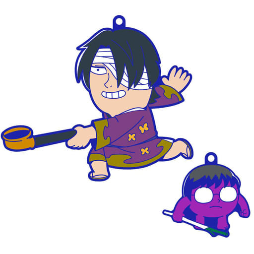 Shinsuke Takasugi & Shinpachi Shimura Gintama x Bkub Okawa Oshanti Rubber Mascot Keychain by Megahouse, Length Approx. 90 mm