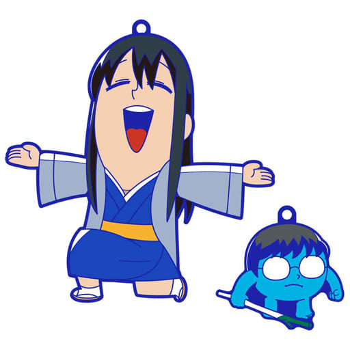 Kotaro Katsura & Shinpachi Shimura Gintama x Bkub Okawa Oshanty Rubber Mascot Keychain by MegaHouse, Length Approx. 90 mm