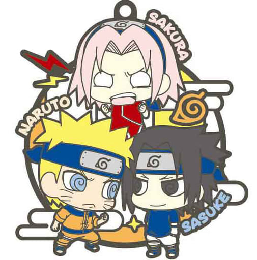 Naruto Uzumaki, Sakura Haruno & Sasuke Uchiha Naruto Shippuden Buddy Collection Rubber Mascot Keychain, Megahouse, Length Approx. 60 mm