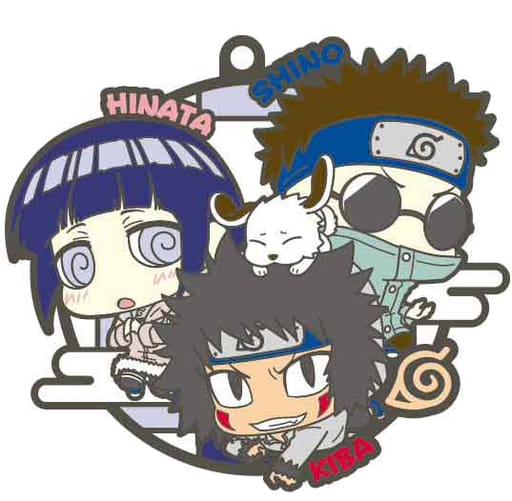 Shino, Hinata and Kiba Rubber Mascot Keychain from Naruto Shippuden Buddy Collection, Length Approx. 60 mm, MegaHouse