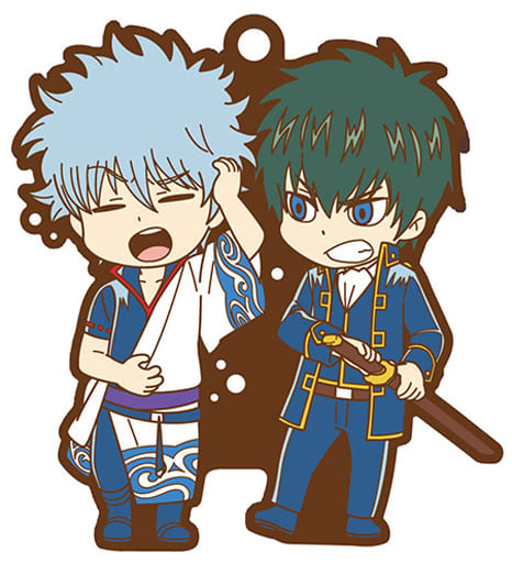 Gintoki Sakata & Toshiro Hijikata Gintama Rubber Mascot Buddy Collection Keychain with Ball Chain, Length Approx. 60 mm, MegaHouse