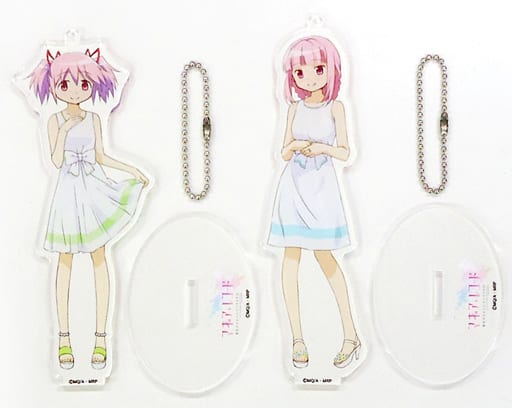 Iroha Tamaki & Madoka Kaname Acrylic Mascot 2-Piece Keychain Set - Puella Magi Madoka Magica - Approx. 14 cm - Pre-owned (Aniplex)