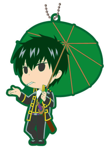 Toshiro Hijikata Rubber Mascot Keychain from Gintama by Showa Note, Umbrella Illustration, Approx. 85 x 62 x 4 mm