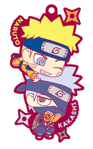 Naruto & Kakashi Rubber Mascot Keychain from Naruto Shippuden - MegaHouse, Length Approx. 90 mm, Pre-owned