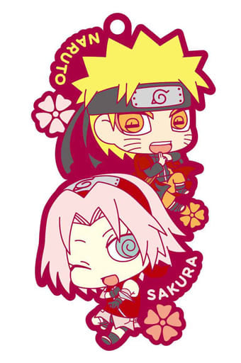 Naruto and Sakura Rubber Mascot Keychain - Naruto Shippuden Two-Man Cell Design by MegaHouse, Length Approx. 90 mm