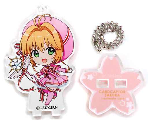 Sakura Kinomoto (Battle Costume / Pink) Acrylic Stand Keychain - Cardcaptor Sakura: Clear Card Arc × animate cafe - Akihabara Limited - Approx. 5 x 7 cm - Animate