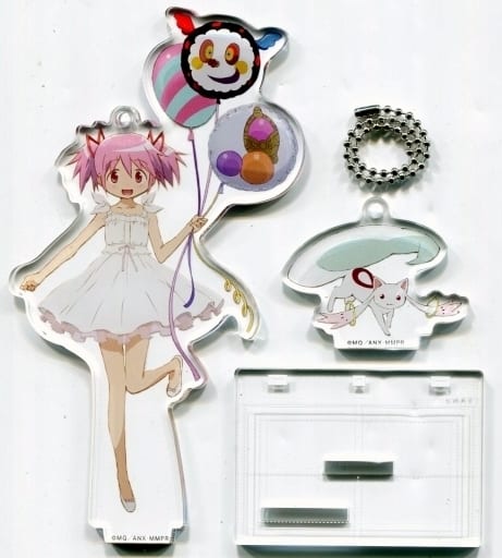 Madoka Kaname & Kyubey Acrylic Keychain with Stand - Puella Magi Madoka Magica - C92 SHAFT TEN Collab (Pre-owned)