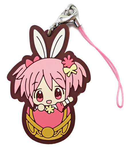 Madoka Kaname Rubber Strap - Lawson Original Easter Egg Illustration - Puella Magi Madoka Magica the Movie: Rebellion (Length Approx. 6 cm, Pre-owned)
