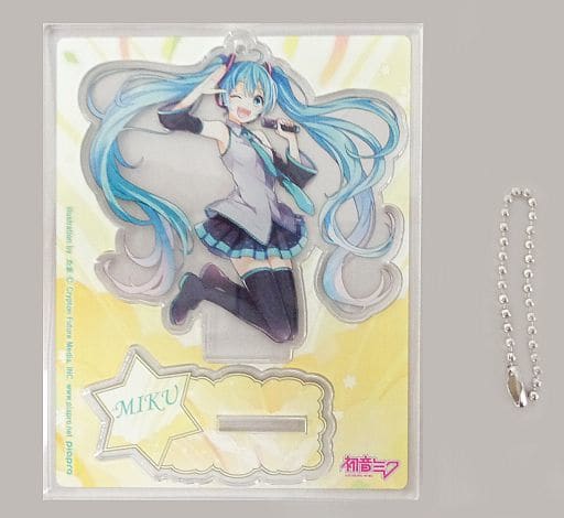 Hatsune Miku (Tama) Acrylic Stand Keyholder - VOCALOID C94 Comiket 2018 Official Merchandise (Approx. 10.5 x 8.5 cm, Pre-owned)