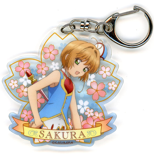 Sakura Kinomoto (Blue × Red Outfit) Acrylic Flower Keychain - Cardcaptor Sakura: Clear Card Arc - AIOU Plus - Approx. 60 mm (Pre-owned)