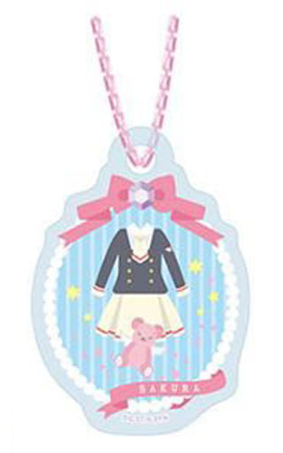 Tomoeda Middle School Uniform Acrylic Clear Keychain - Cardcaptor Sakura - Takara Tomy Arts - Pre-owned (50 x Approx. 50 x 40 x 3 mm)