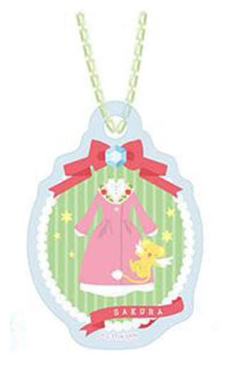 Cardcaptor Sakura Acrylic Clear Keychain Collection - Costume Pink / Background Green (Takara Tomy Arts, Pre-owned, 50×Approx. 50 x 40 x 3 mm)