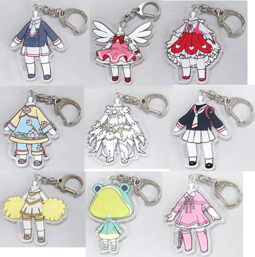 Sakura Kinomoto Acrylic Keyring Trading Outfit Motif - Cardcaptor Sakura: Clear Card Arc - Complete 9-Piece Set (AnimeJapan 2019, Bushiroad, Approx. 70 x 70 mm, Pre-owned)