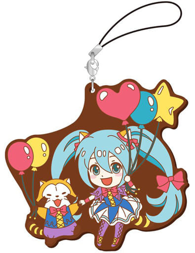 Hatsune Miku Large Rubber Strap - Hatsune Miku × Rascal 2019 Collaboration (Approx. 80 x 70 mm, Caravan Brand, Pre-owned)